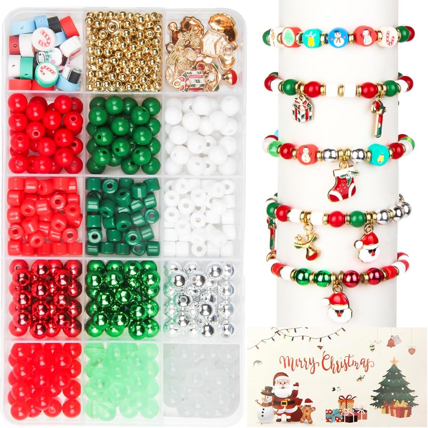 

Christmas Beads Diy Jewelry Bracelet Christmas Hole Round Beads Mobile Phone Chain Beaded Material Package
