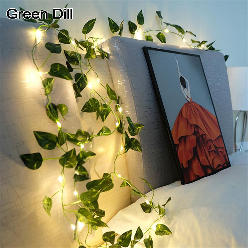 Flower Green Leaf String Lights Artificial Vine Fairy Lights USB Powered Christmas Tree Garland Light for Weeding Home Decor