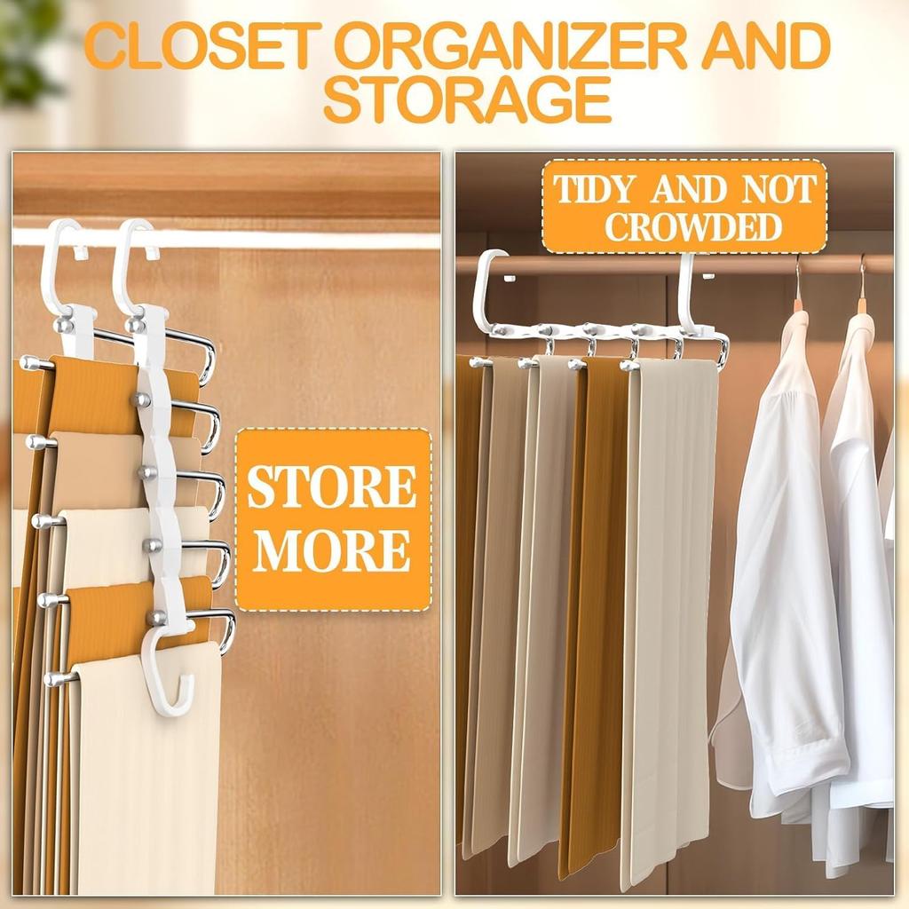 Pant Hangers Space Saving Jean Hangers -No Wrinkle Clothes Hanger - Closet Organizer and Storage, College Dorm Room Essentials Apartment Must Have -