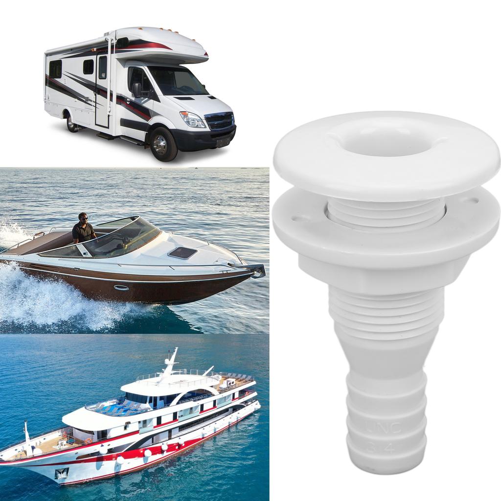 Boat Through Hull Connector 3Celsius4in ABS Plastic Hose Coupling Drain Outlet Accessory