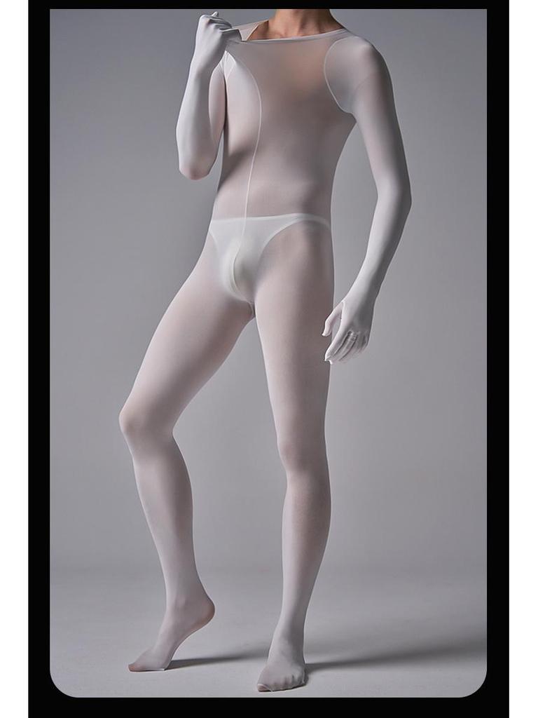 Übergröße Unisex Bodysuit mit transparenten Strümpfen für Crossdressing