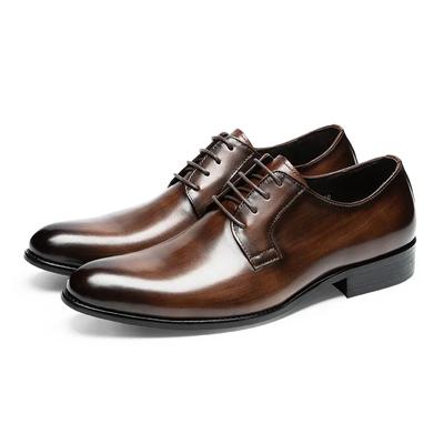 Mode 2024 Herren Echtleder Schuhe Businesskleid Elegant Gentleman Oxford Schuhe Schlicht Britischer Stil Hochzeitsschuhe Bankettschuhe