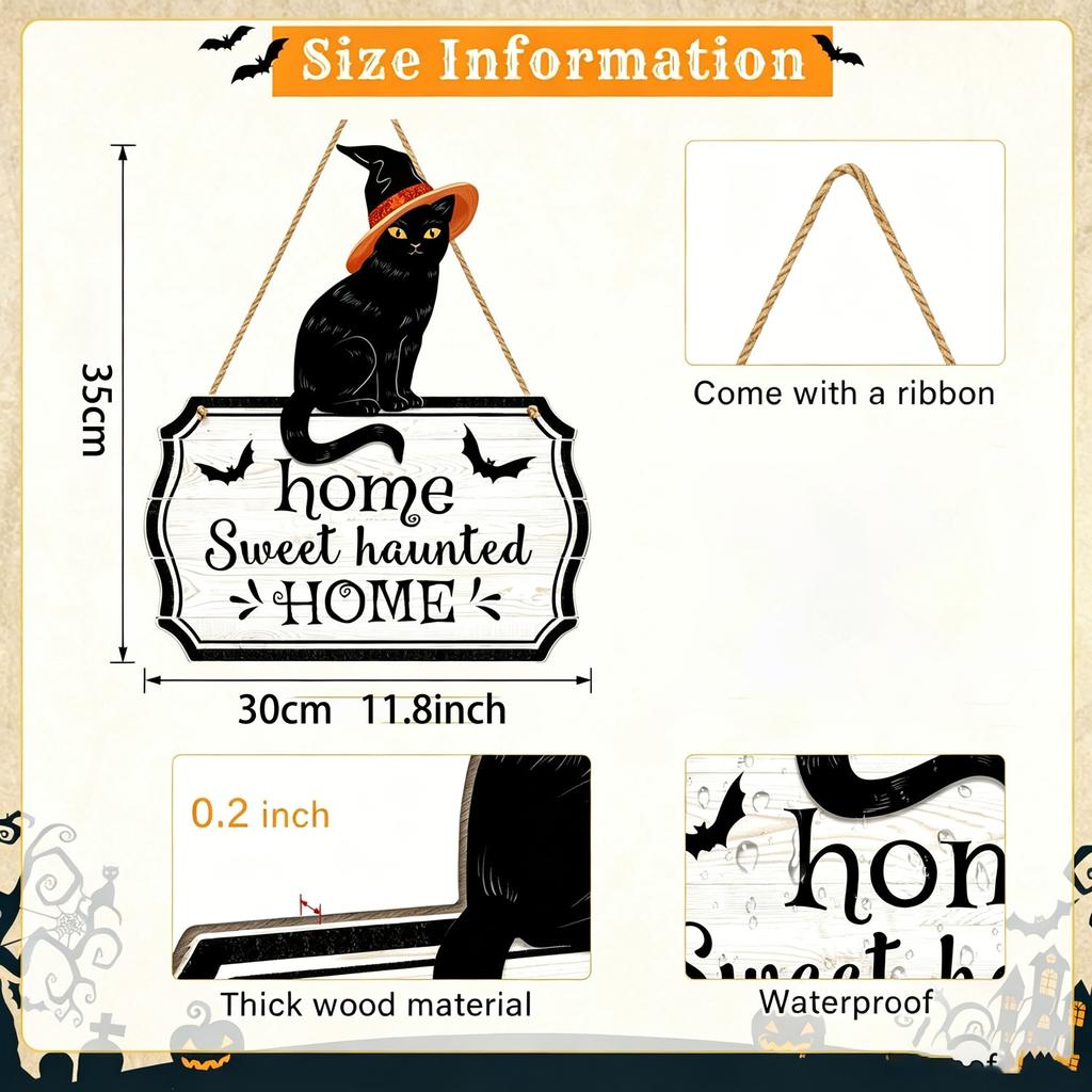 Wooden Halloween Pumpkin Hanging Sign Door Wall Decor Party Home Garden Decoration