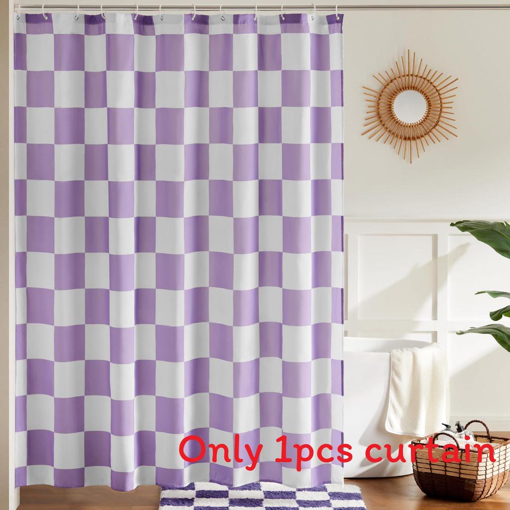 72x72inch Checkerboard Retro Pattern Waterproof Shower Curtain Bathroom For
