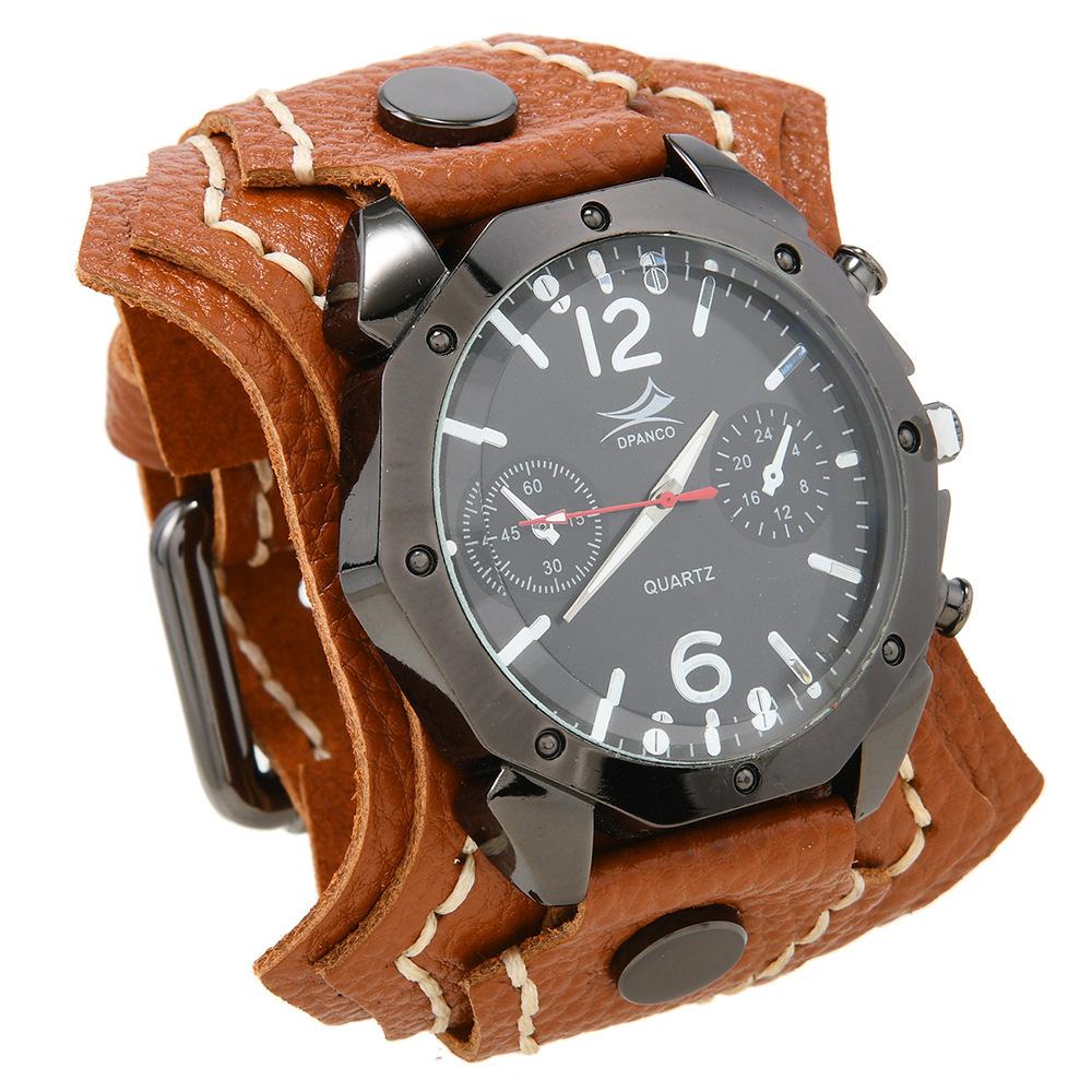 European and American New Accessories Retro Multi-layer Hand-stitched Cowhide Watch Exaggerated Punk Rock Style Men's Bracelet Watch