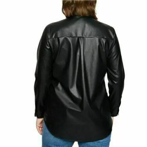 New Black Women's Shirt Stylish Genuine Lambskin Leather Handmade Casual Wear