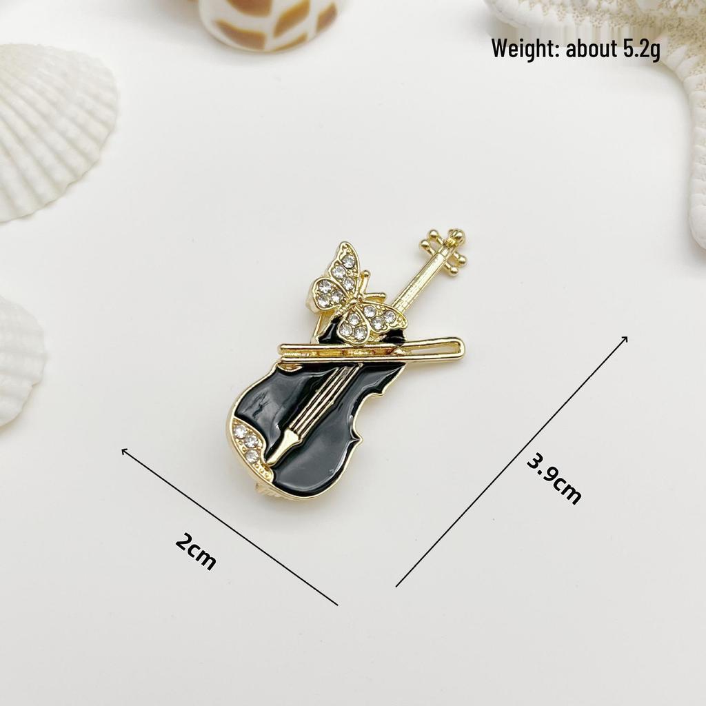 Elegante Grüne Geigenbrosche: Modischer, Kreativer Hemd-Pin Schmuck