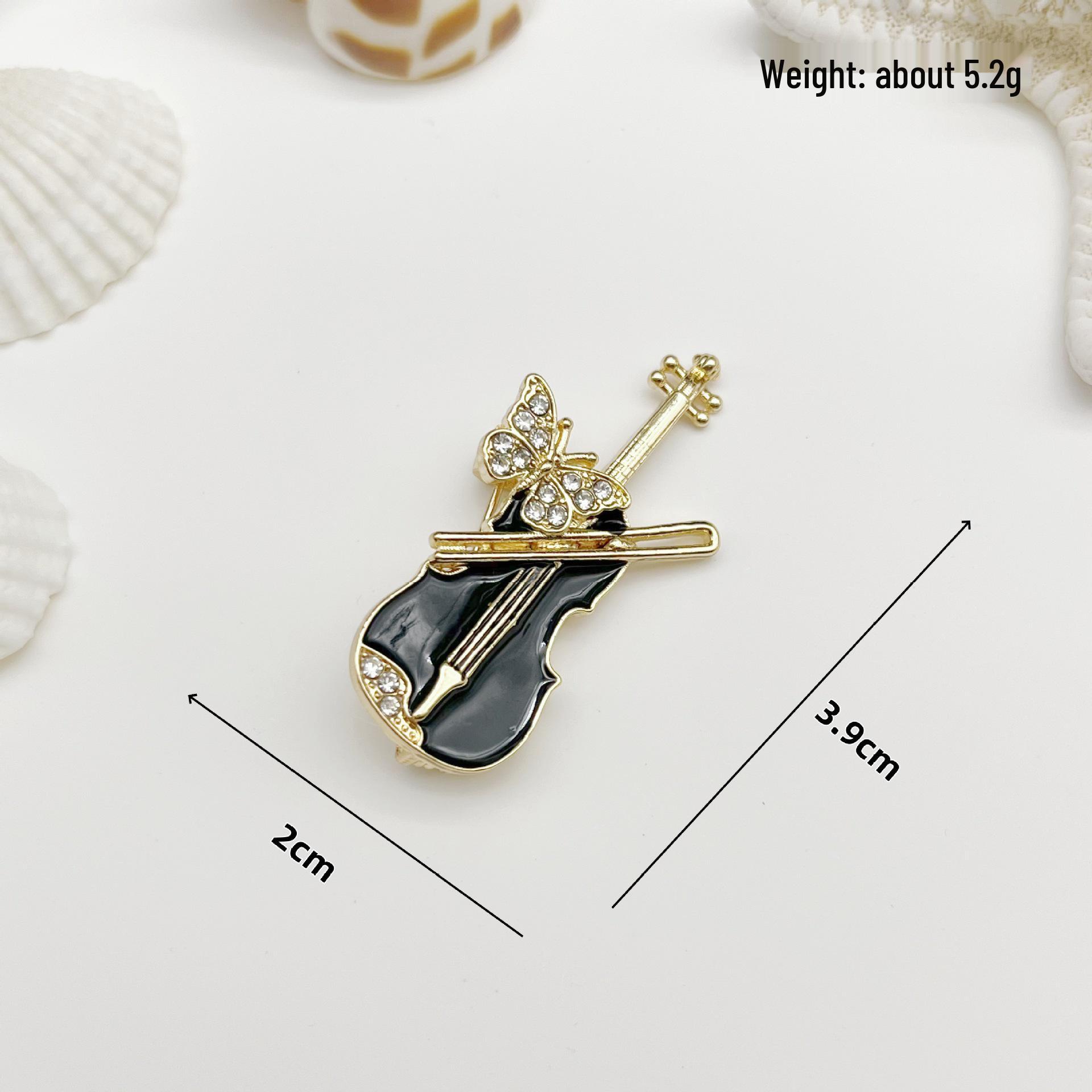 Элегантная зеленая брошь-скрипка: Модная, Креативная Бижутерия-Булавка для Рубашки чёрный