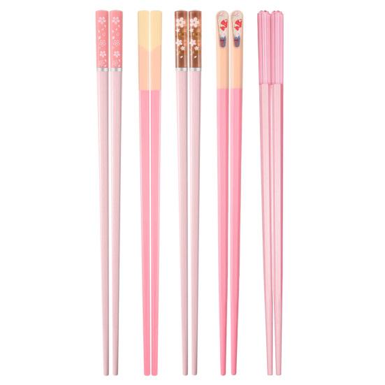 5 Pairs Reusable Plastic Chopsticks BPA-Free Dishwasher-Safe Non-Slip Fiberglass Chopsticks Chinese Japanese Chopstick Gift Set