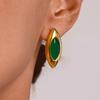Jiedin European and American Stainless Steel Agate Stud Earrings Retro Earrings Titanium Steel Earrings Jewelry