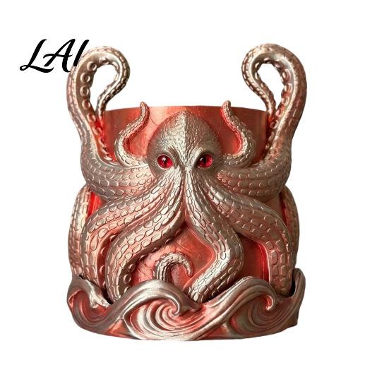 Ocean Themed Planter 3D Printed Octopus Planter with Tray Plant Holder Nautical