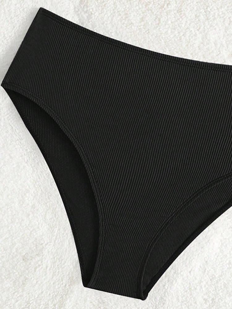 2024 European & American Girls' Solid Color Two-Piece Bikini Swimsuit