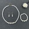 1 Set Faux Pearl Jewelry Women Beaded Necklace Bracelet And Earrings Elegant White Faux Pearl Jewelry for Engagements Weddings Parties