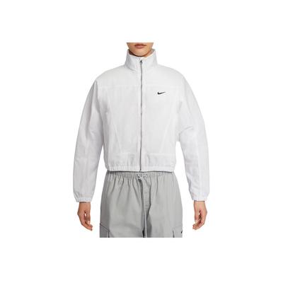 Veste Femme Manches Longues Zippée Coupe Ample Col Montant Broderie Logo Couleur Unie Blanc HJ1000-100