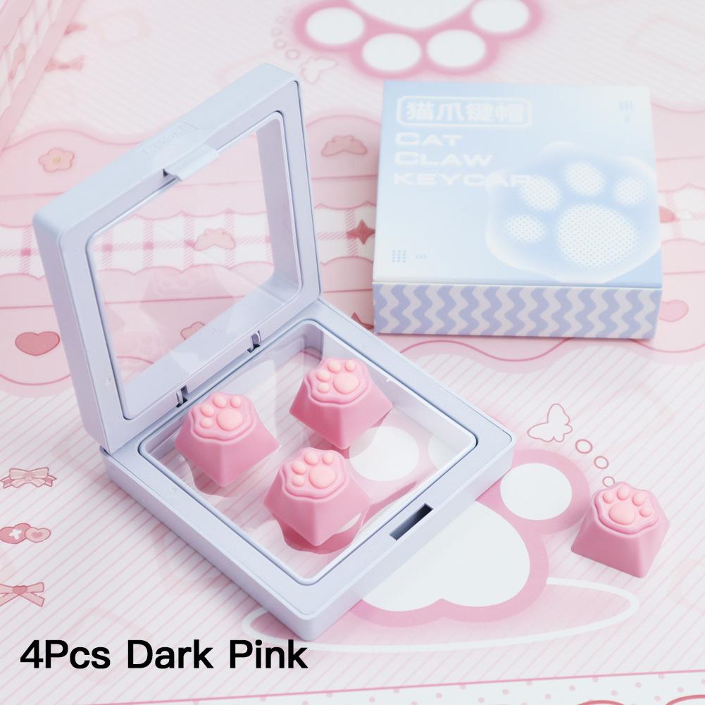 1/4Pcs Lovely Cat Claw Keycaps Cross Axis Key Cap Pink White Cartoon DIY Decoration For Mechanical Keyboard Arrow Keys