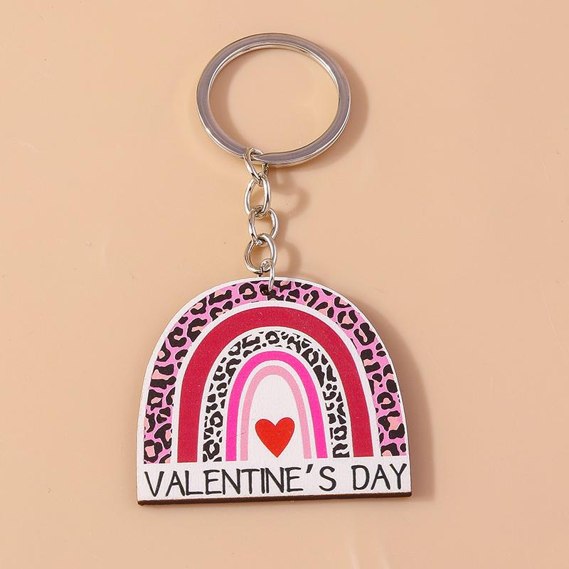 Romantic Wood Keychain Charms Love Heart Lip Keyrings Pendants for Women Girls Handbag Decor DIY Valentine's Day Key Chain Gifts