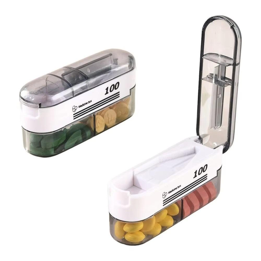 

Precise Cutting Portable Pill Cutter 2 in 1 Halve/Quartering Medicine Divider Adjustable with 2 Compartments Pill Storage Box белый