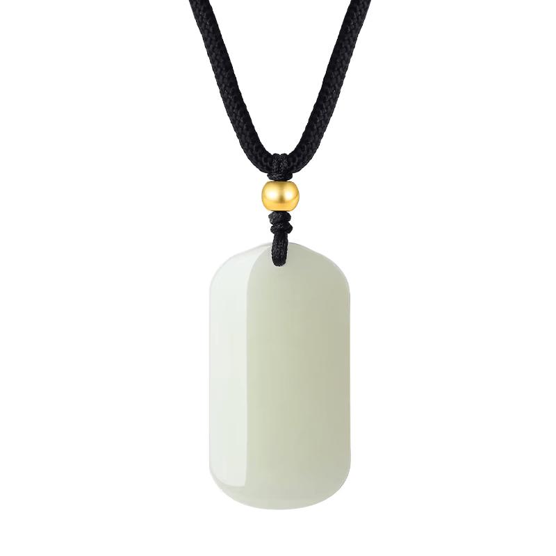Chow Tai Seng Gold Inlaid Hetian Jade Peace Pendant