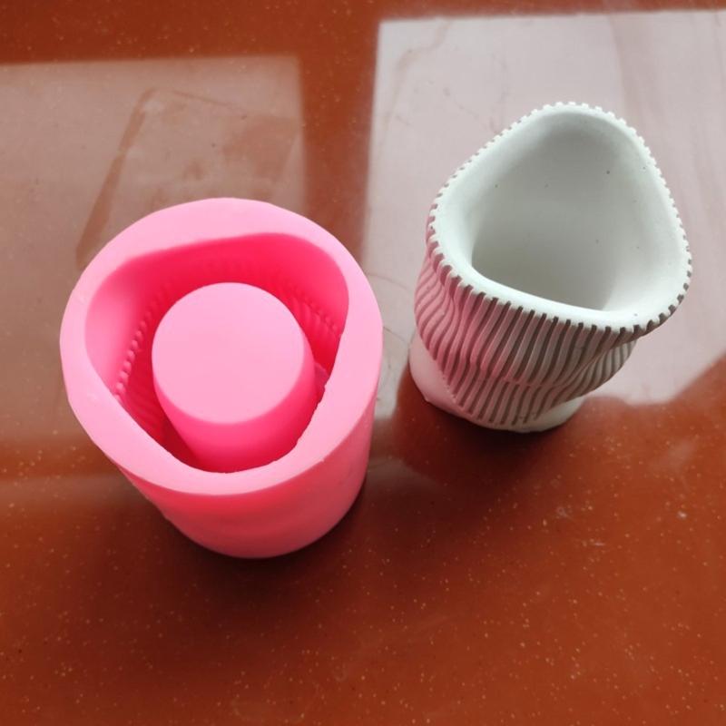 Wave Twisted Concrete Silicone Pot Mold Succulent Flowerpot Clay Cement Plaster Molds DIY Home Garden Flower Pots Mold