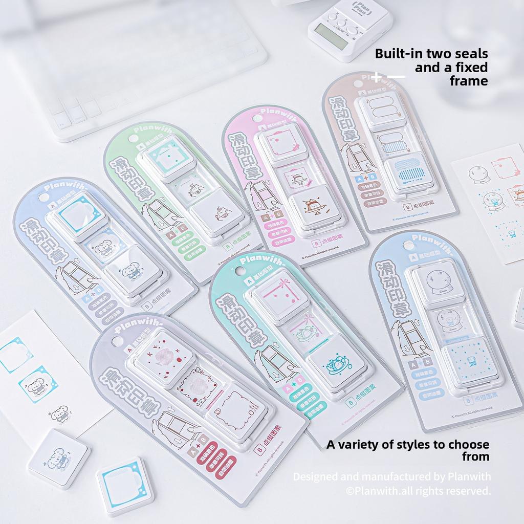 Sliding Stamp Japanese Cute Hand Account Stamp with Sliding Detachable Decorative Annotation Diagram