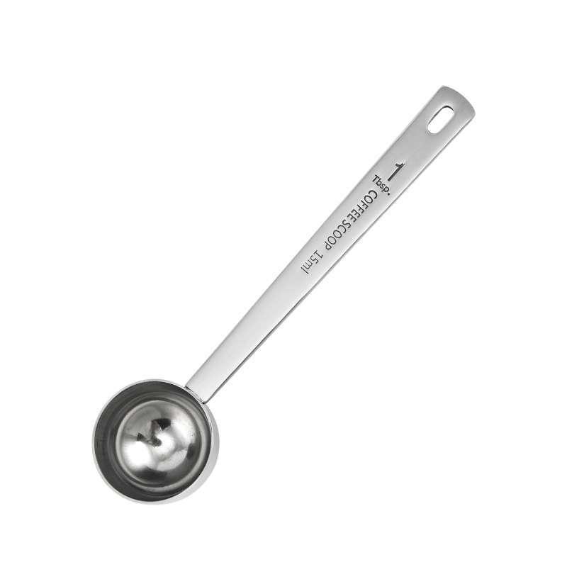 8-Piece Walnut Wood and Stainless Steel Measuring Cup and Spoon Set - Includes 15ml, 30ml Coffee and Baking Spoons