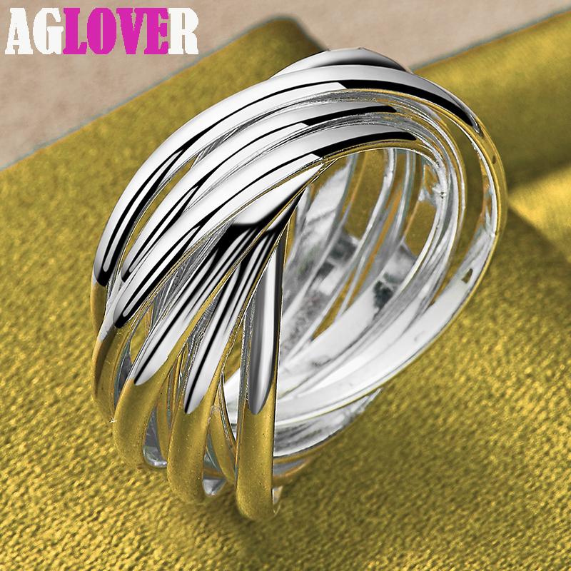 925 Sterling Silber Fünf-Kreis-Spulenring-Schmuck