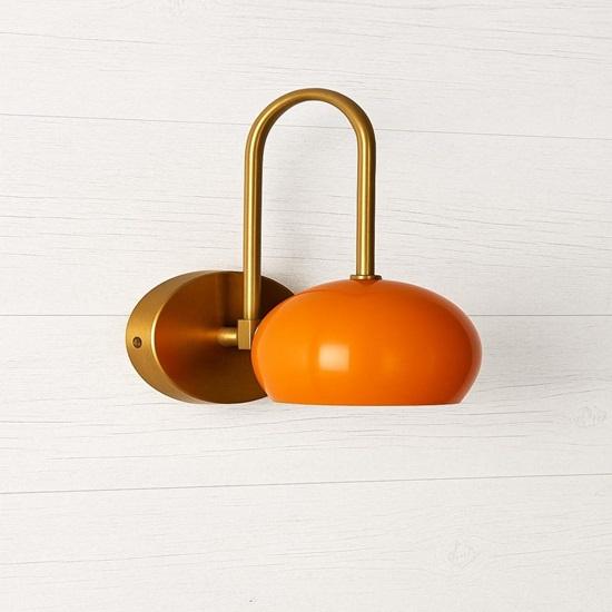 Mid-Century Modern Orange Wall Sconce  Retro Brass Light Fixture Inspired Wall Lamp