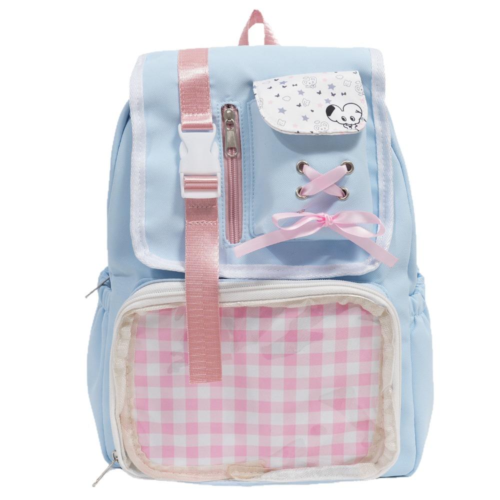 Bandage Bow Mochilas Mujer Transparent Mochila College Style Student Ita Bag Commuter Backpack Crossbady Bolsa Feminina