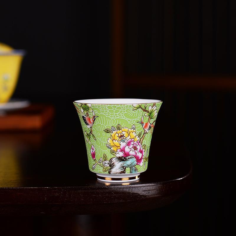 Personalized Carved Flower Teacup Pastel Douli Cup Hand-painted Ceramic Tea Cup Kung Fu Tea Set Tasting Cup Master Single Cup