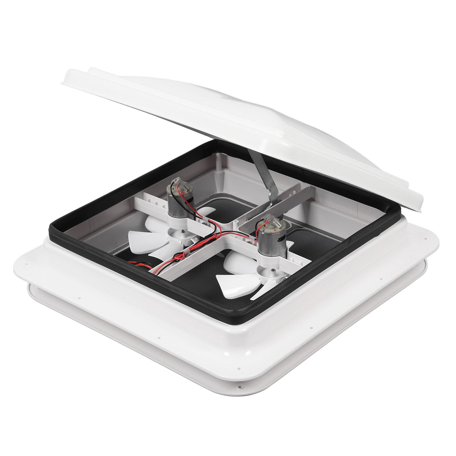 

Вентилятор для крыши автодома DC12V 13,39x13,39 дюйма из нержавеющей стали с двойным впуском и выпуском воздуха, потолочный вентилятор для вентиляции с сеткой и