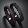 Braided PU Leather Bracelet Bangle Magnetic Clasp Mens Party Jewelry Gift