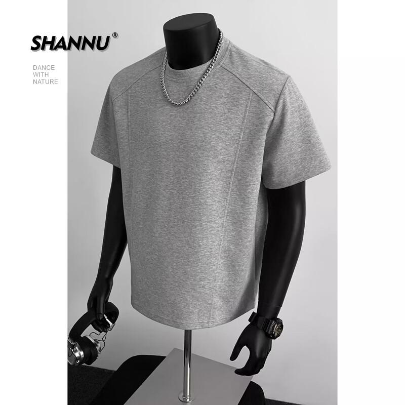 

SHANNU Men s Heavyweight Deconstructed Short Sleeve T-Shirt M