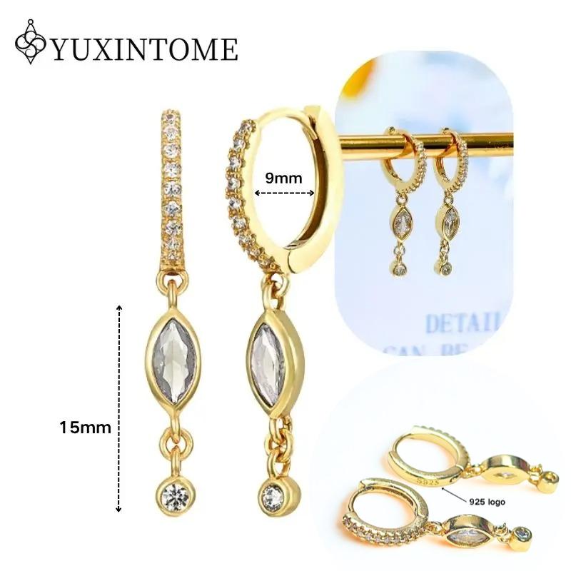 Dames 925 Zilveren Oorstekers Kristal Zirconia Waterdruppels Stud Hoops Goud Huggie Oorbellen Premium Luxe Feest Sieraden