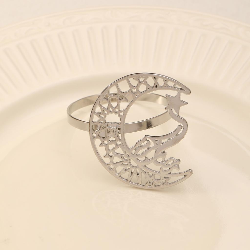 Eid Mubarak Paper Napkin Rings Gold Silver Western Restaurant Wedding Muslim Islamic Ramadan Kareem Party Decorations Supplies
