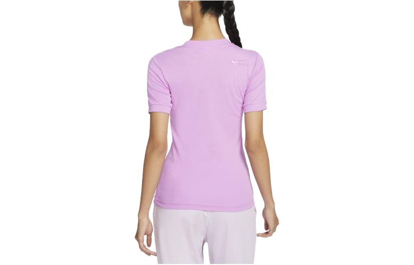 Nike T Shirts Women's Impact Fuchsia Crew Neck Moderate Straight Fit DV8217-532
