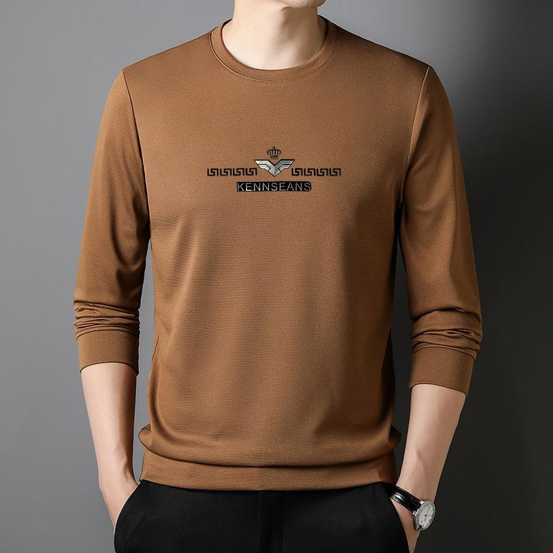Autumn New Long-Sleeved T-shirt Men's Round Neck Bottoming Shirt Solid Color Trendy Brand Small Shirt Korean Style Fashion Versatile Top