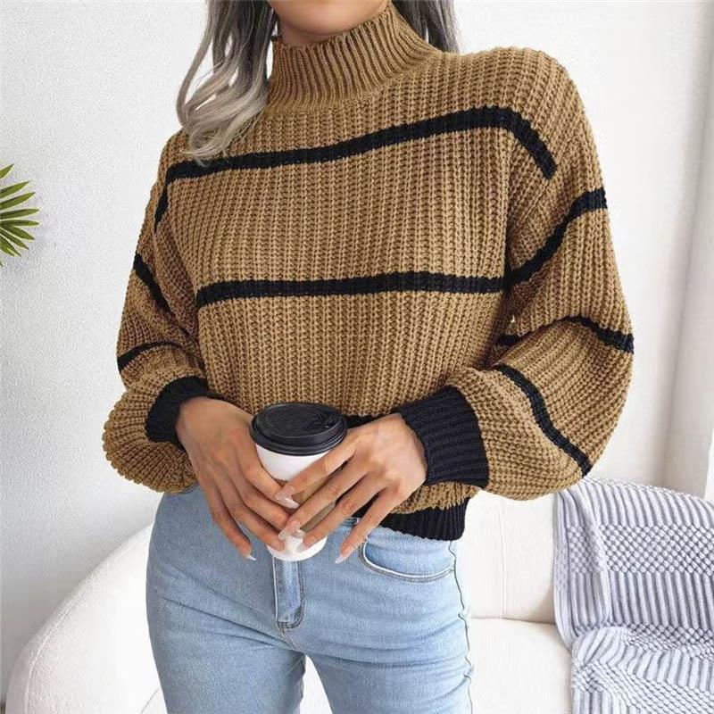 Fashion Women Sweaters 2026 Autumn Winter New Solid Color Long Sleeved Sweater Loose High Neck Warm Pullover Knitwears Tops