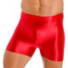 Men Glossy Mid Waist Shorts Elastic Waistband Short Leggings for Yoga Swimwear Sportswear Sleepwear