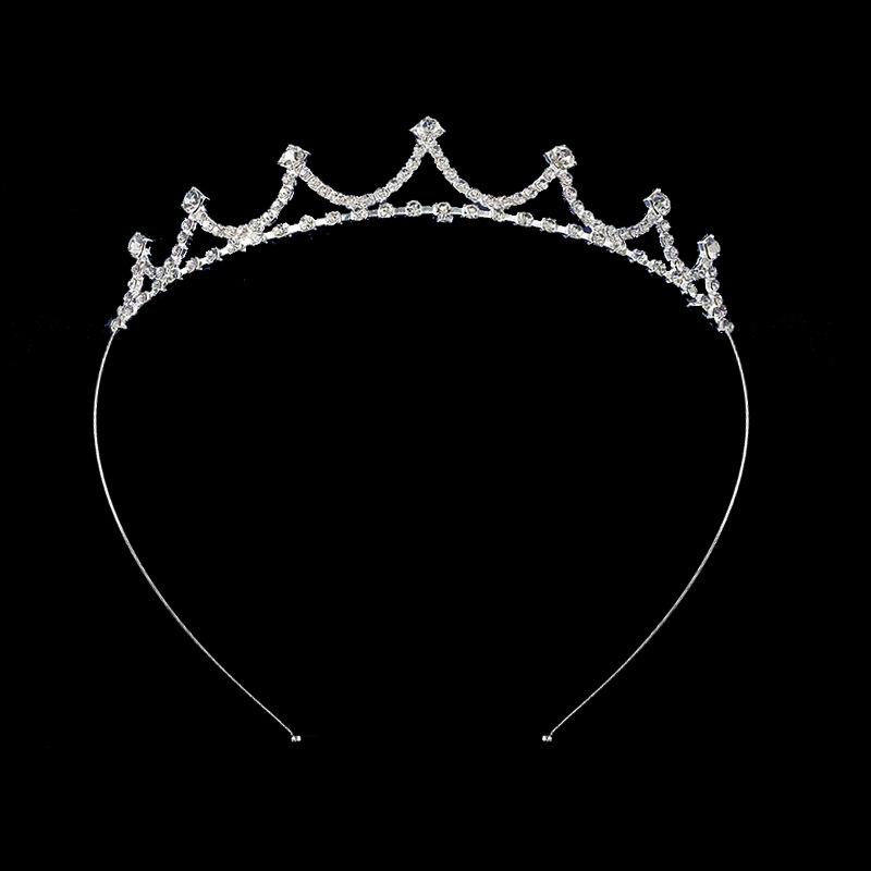 Children's Crown Headband Little Girl Alloy Crown Hair Accessories Children's Day Event Rhinestone Headwear