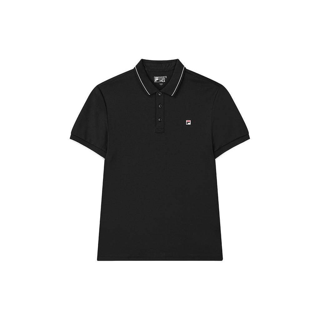 Fila Solid Color Logo Polo Shirt Men Tops Black F51M228106FBK