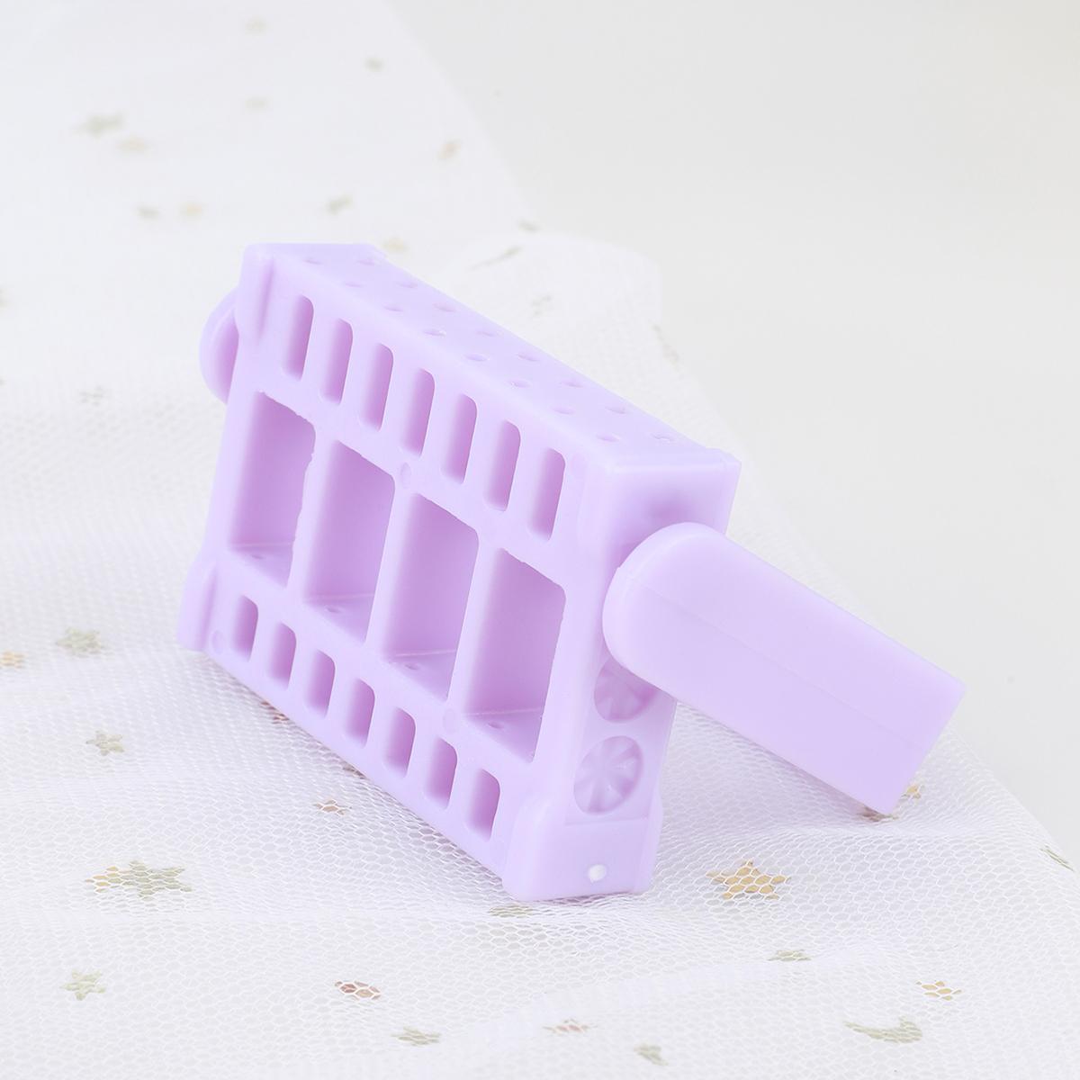 

7 Pcs Acrylic 16 Holes Nail Drill Holder Beauty Nail Drill Display Box Dustproof Nail Drill Organizer Colorful Storage Container фіолетовий