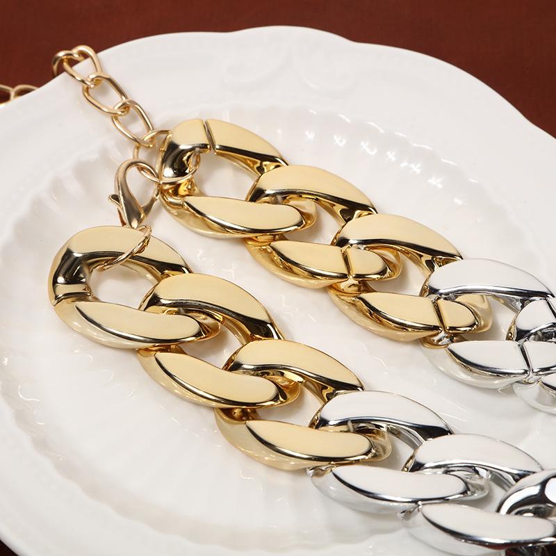 JMXD - Europäischer und amerikanischer Street-Hip-Hop-Schmuck, trendige, einlagige minimalistische Halskette mit Farbspleißen für Damen