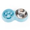 Wheat Straw Stainless Steel Double Pet Bowl - Anti-Choke Slow Feeder for Dogs and Cats