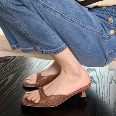 Fashion New Square Head Sexy Lightweight High Heel Slippers Summer Comfortable Open Toe Elegant Large-size Slippers for Women