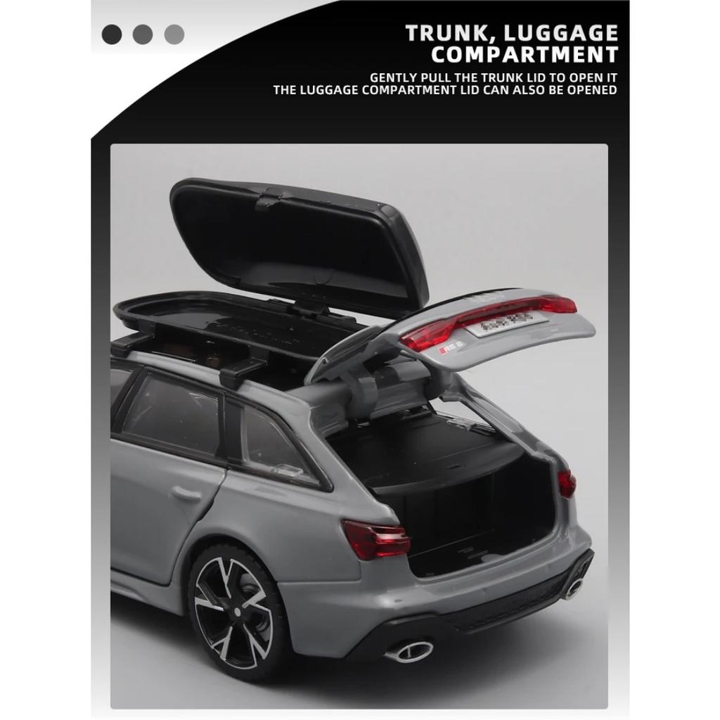 RS6-Spielzeugautomodell im Maßstab 1/32 mit geöffneten Türen und Ton, Licht, Druckguss-Modell, Fahrzeugsammlungsspielzeug für Jungen und Erwachsene, Festivalgeschenk