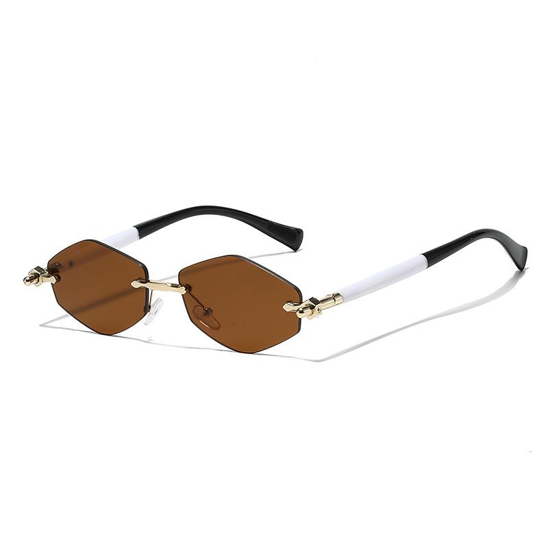 New frameless polygonal metal sunglasses, plain sunscreen and thin sunglasses, personalized trimmed sunglasses