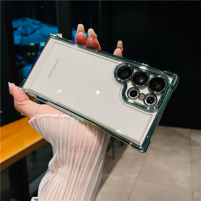 For Samsung Galaxy S25 Ultra Luxury Transparent Plating Frame Phone Case For Samsung S22 S23 S24 Plus A15 A55 Protective Cover
