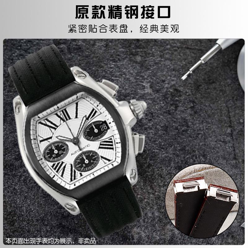 19mm 20mm Do Cartier Roadster W6206018 W6206017 Nylonowy Pasek do Zegarka Męski Płótno Szybkie Metalowy Adapter Skórzany Pasek do Zegarka Akcesoria
