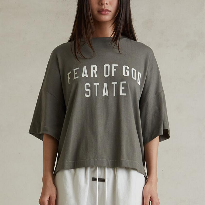 Fear Of God Essentials Letter Logo Loose Short Minimalist Fashion Short Sleeve T-Shirt Women tops 125SP257167FW