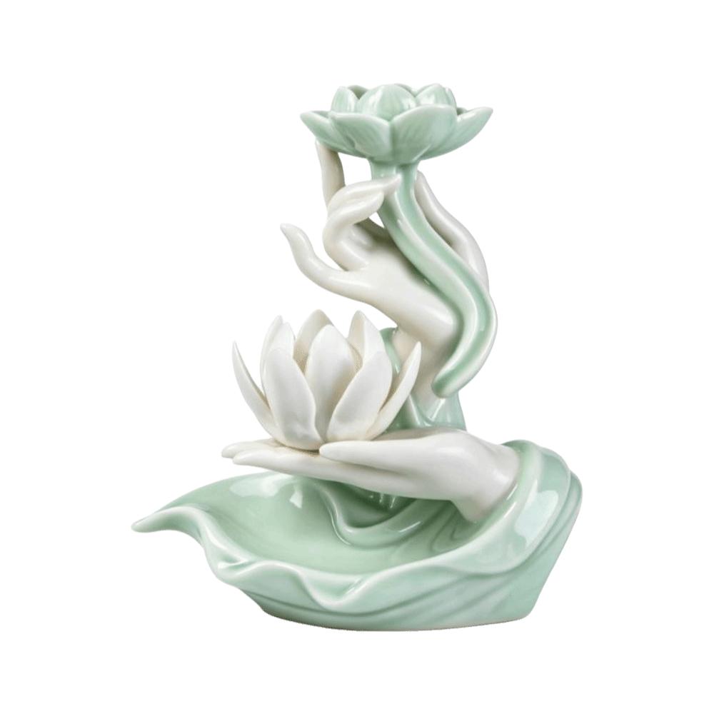 Ceramic Incense Burner Fountain Hand Shape Reflux Incense Burn Tray Home Decoration
